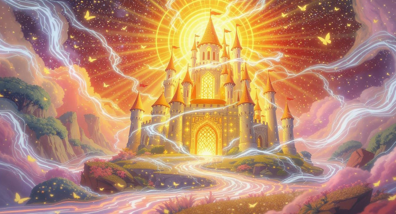 Inspiring digital illustration with hope and renewal themes showing AI-powered golden rays awakening business website